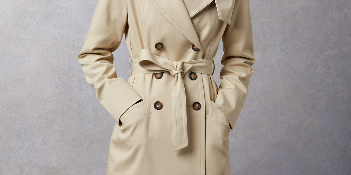 Jeanne Damas Rouje Coat Trench Coat In Sand-colored Gabardine Rouje - Main Image
