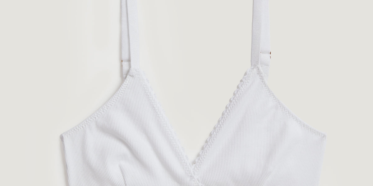 White ribbed jersey triangle bra