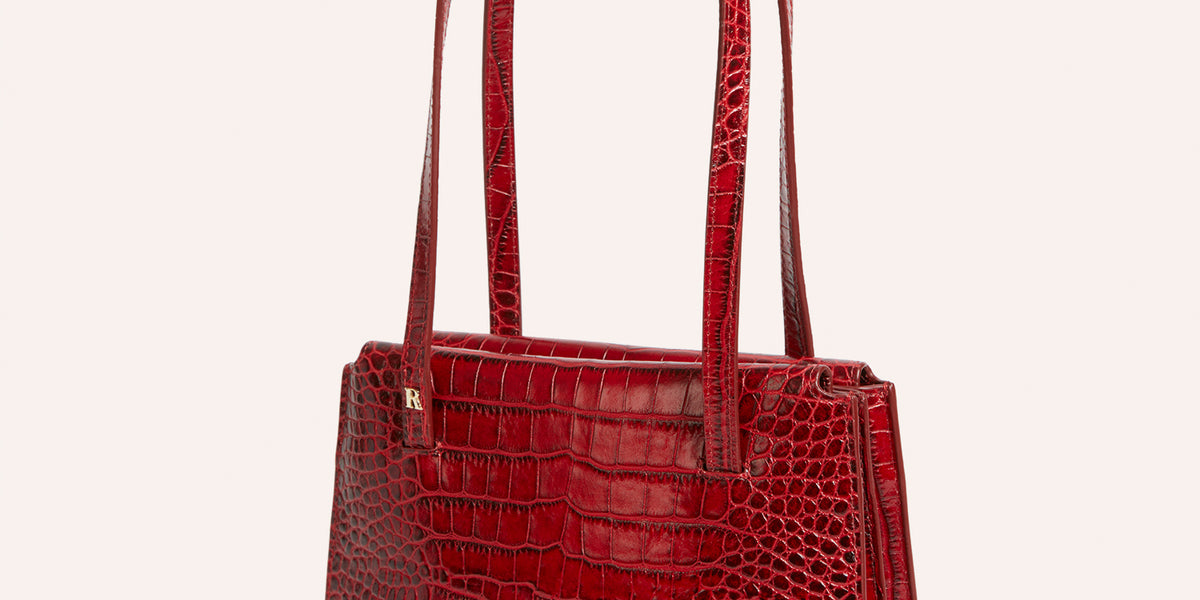 Crocodile-look leather handbag | Rouje