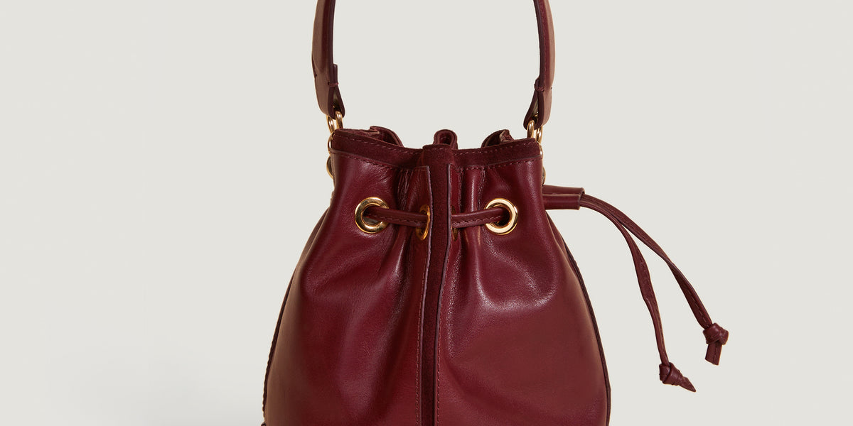Sac à Main Bordeaux Et Noir En Cuir D'agneau Matelassé - Pochette à Bride