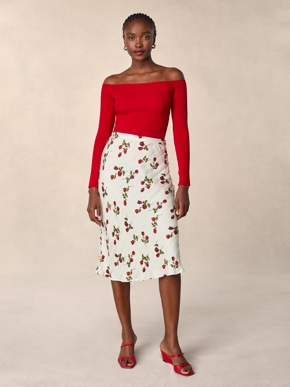 Flowy printed midi skirt | Rouje