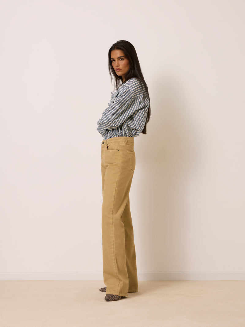 ANVERS latte wide-leg jeans, back view by Rouje