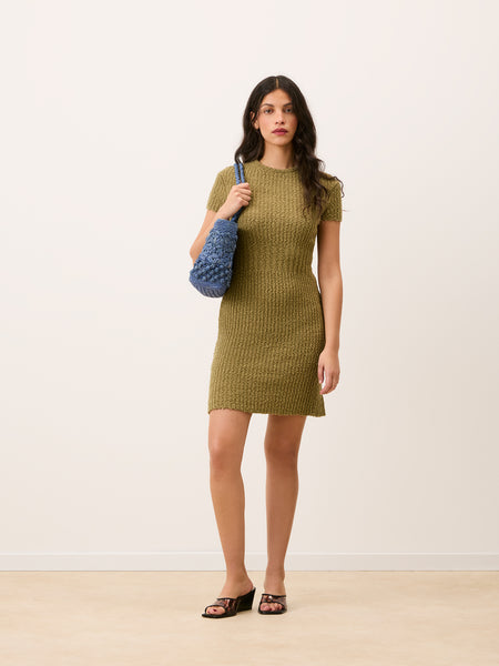 Rouje - DESIREE Dress - Cotton - Fitted almond textured Cotton blend Dress - Vert - 40 Rouje - DESIREE Dress - Cotton - Fitted almond textured Cotton blend Dress - Vert - 40