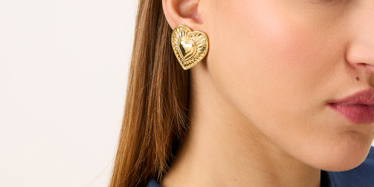 Orecchini A Clip A Doppia Fascia Da Donna In Argento Sterling E Oro