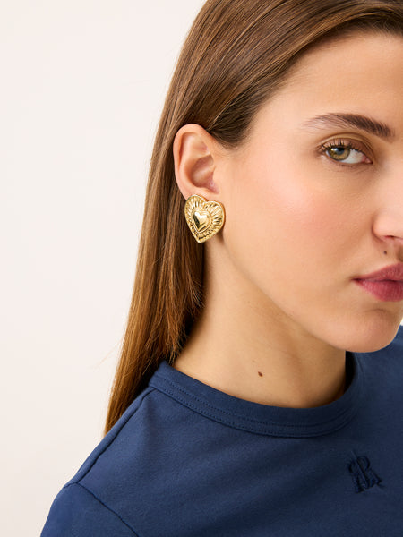 Boucles D'oreilles à Clips Longues Cœur Perles Rouges - Artisanales En Verre Et Métal - Neufes Sans Emballage