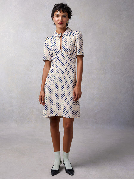 Beige short dress with cheapest dot - Main Image