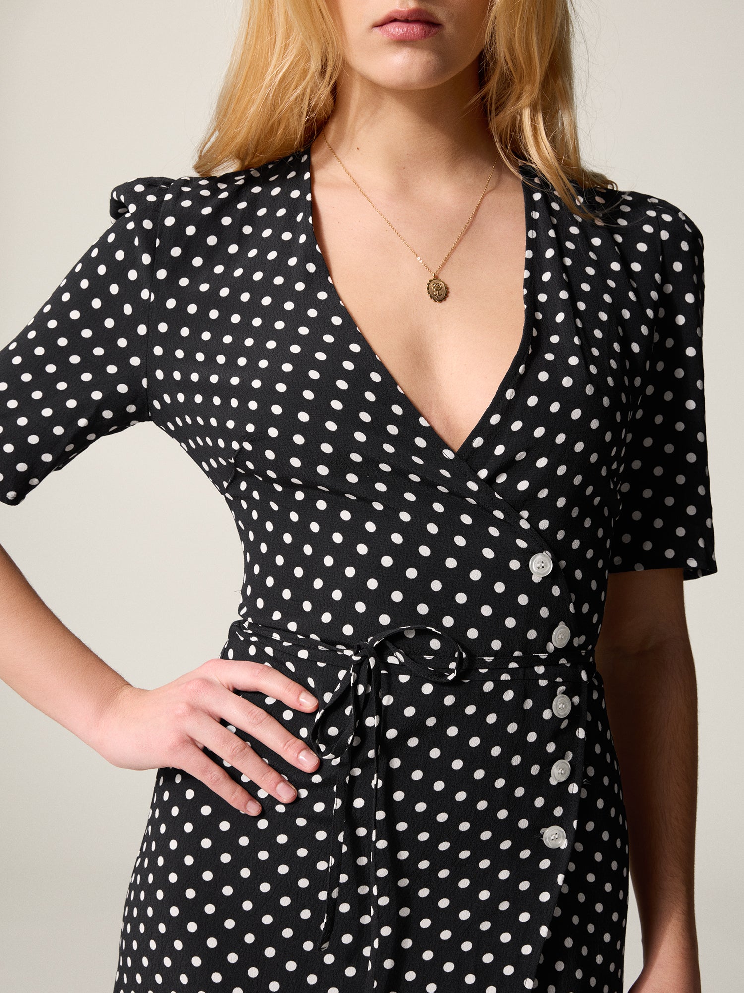 Années 40 Robe Portefeuille Mi-Longue Glamour