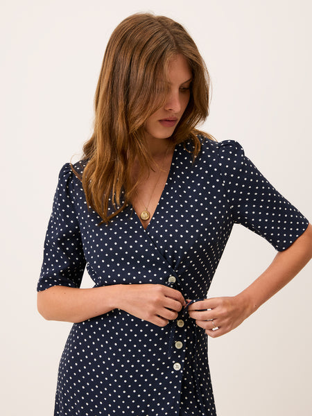 Black polka dot wrap midi dress – Gabin