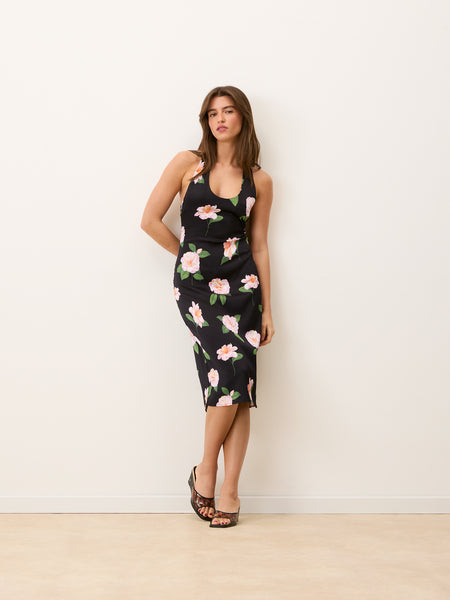 Black floral print midi dress – Gaia