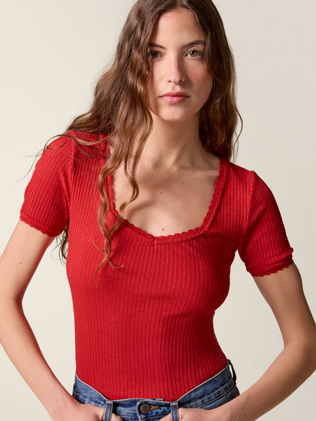 Rouje Tee Shirt Decollete Carre T-shirt Près Du Corps En Matière