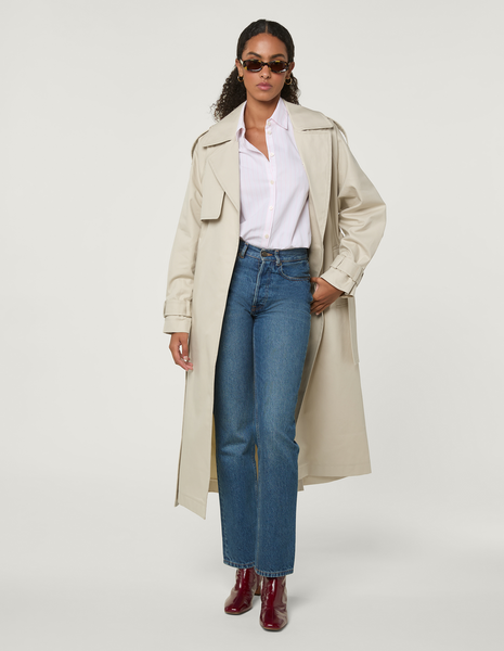 Long oversized gabardine trench coat | Rouje