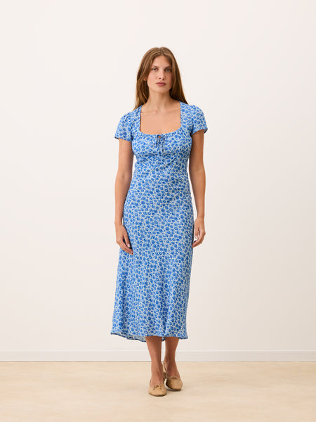 Rouje PARIS INES DRESS size34 花柄ロングワンピース Blue floral print midi dress – Ines | Rouje