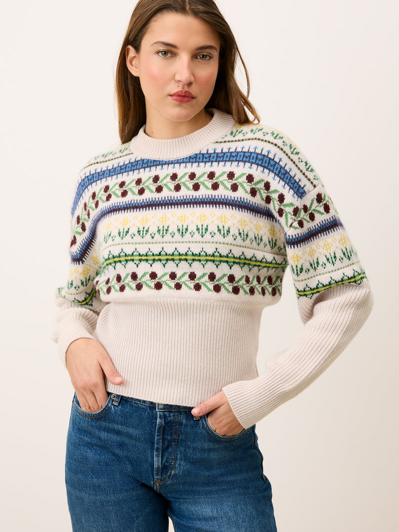 Front view of Ivy knit in jacquard ecru