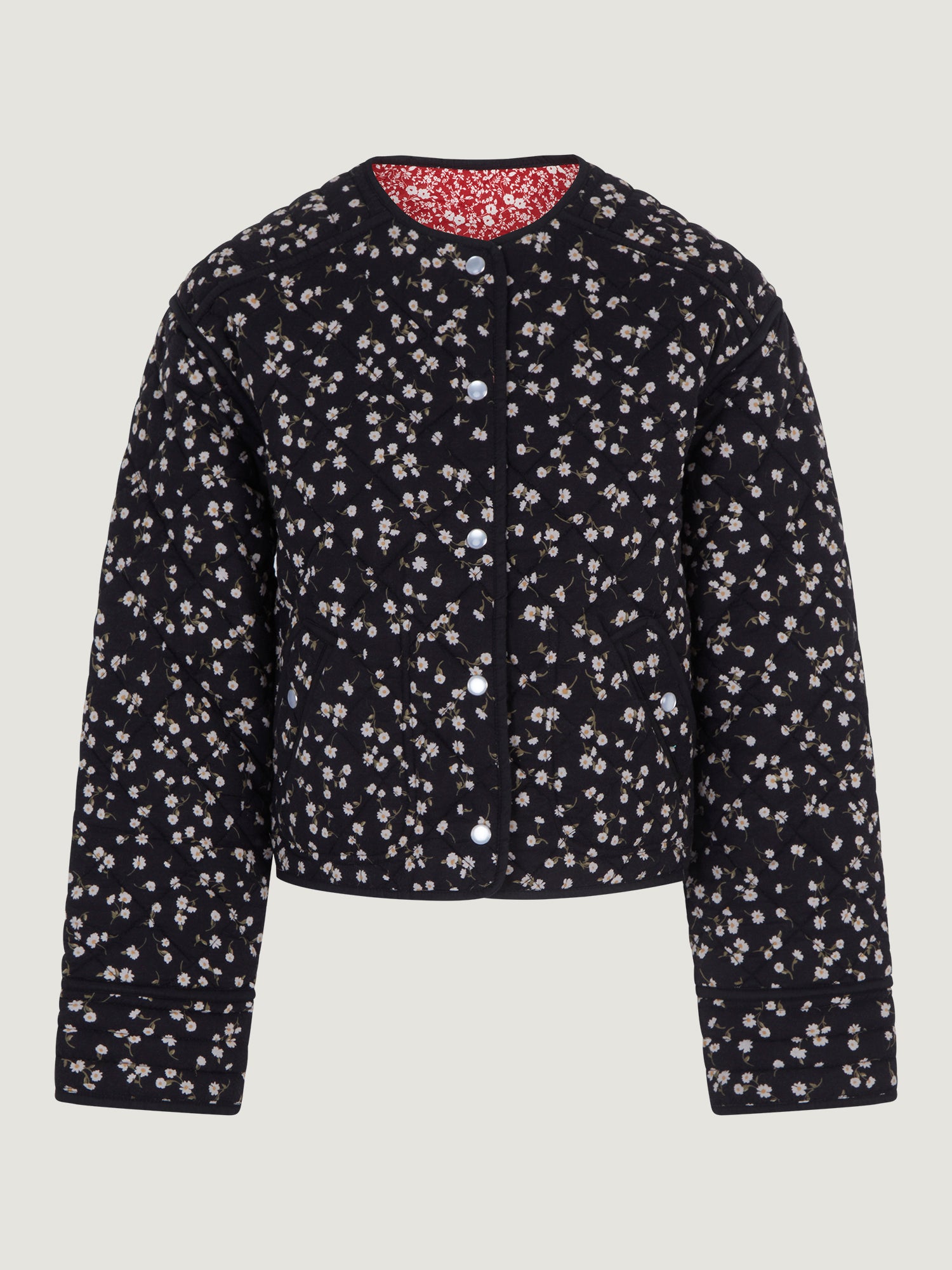 Reversible short jacket in quilted boutis Rouje