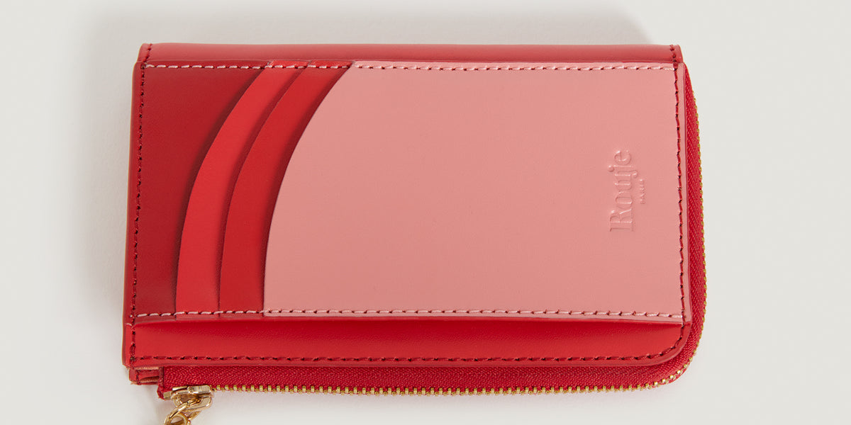 Polyester Rouge Wallet France Porte-monnaie et carte en cuir dégradé rouge | Rouje