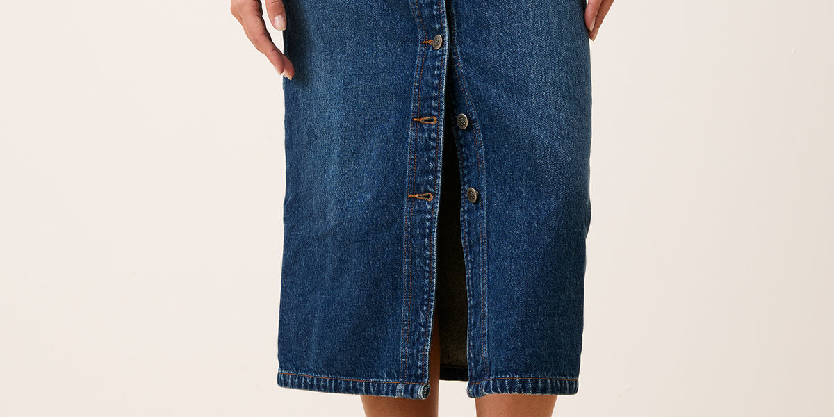 Jupe Midi Jaeger Femme Taille 12 - Bleu Lin - Coupe A-Line - Occasion Bon État