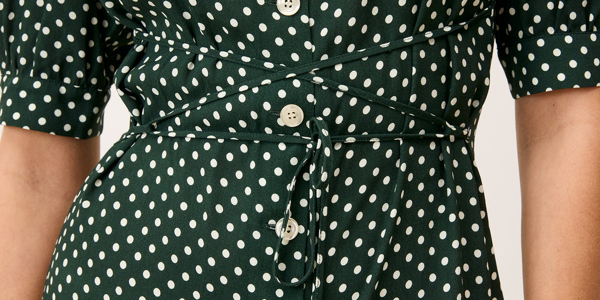 Rouje - JULIA dress - Polkadot fluid jersey buttoned dress - Green - 34 Rouje - JULIA dress - Polkadot fluid jersey buttoned dress - Green - 34