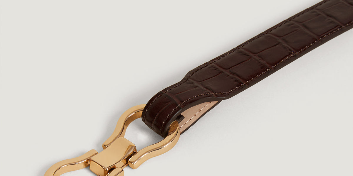Croco chocolate leather belt | Rouje