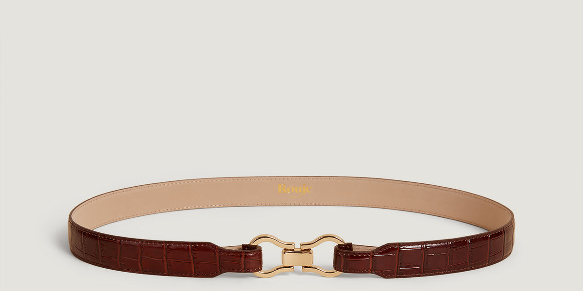 Rouje Laure belt cognac real leather Ceinture en cuir lisse rouge | Rouje main image 3