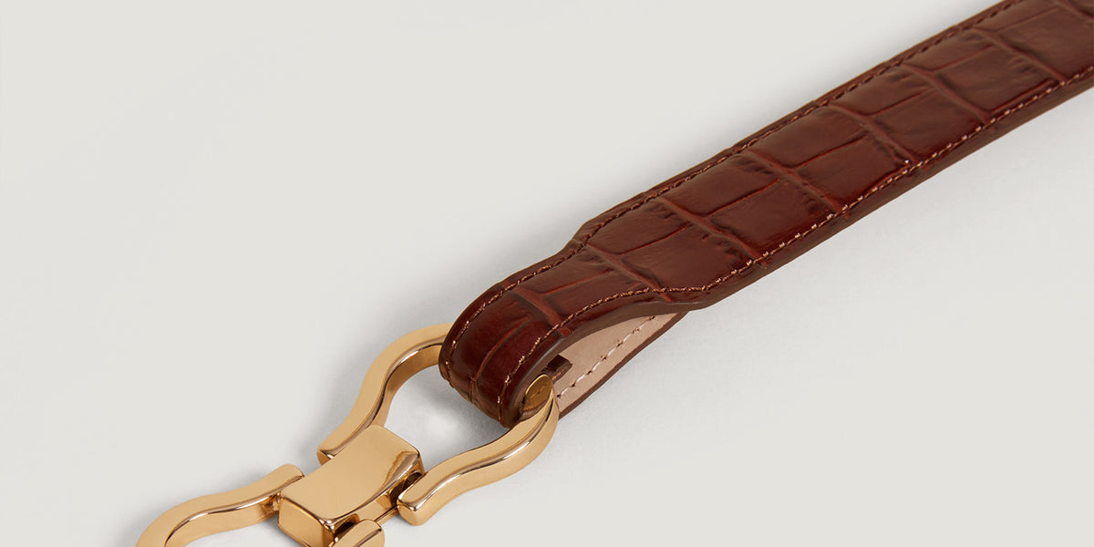 Rouje Laure belt cognac real leather Ceinture en cuir lisse rouge | Rouje main image 4