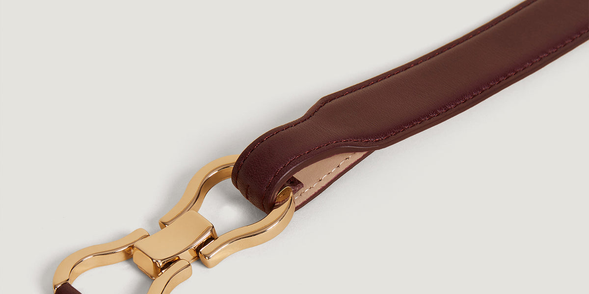 Rouje Brown Belt with Gold Buckle Croco chocolate leather belt | Rouje main image 3