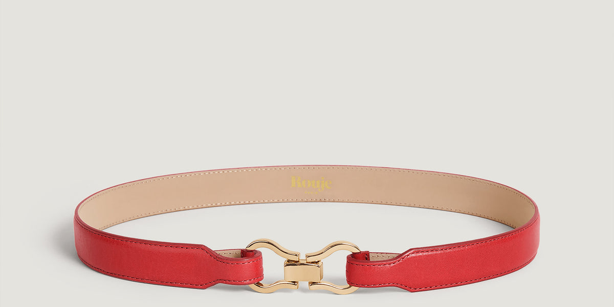 Ceinture en cuir lisse rouge | Rouje