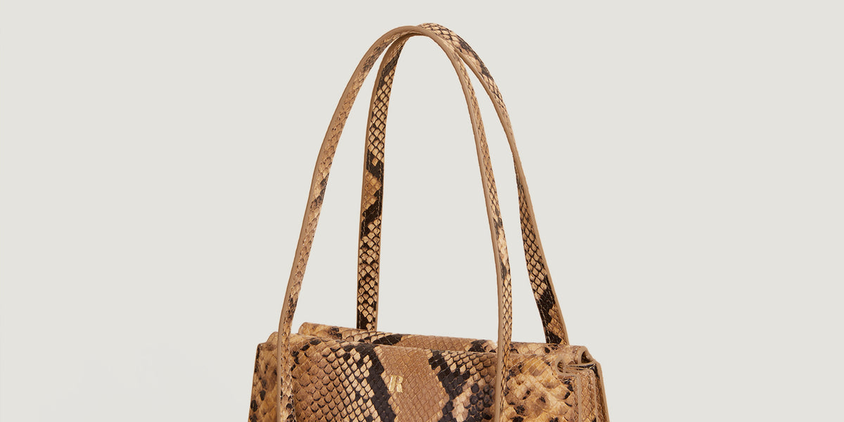 Sac à main en cuir aspect python naturel | Rouje