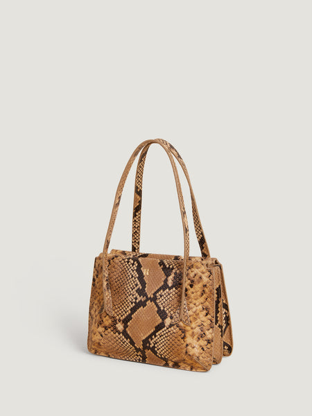 Natural python-like leather handbag | Rouje