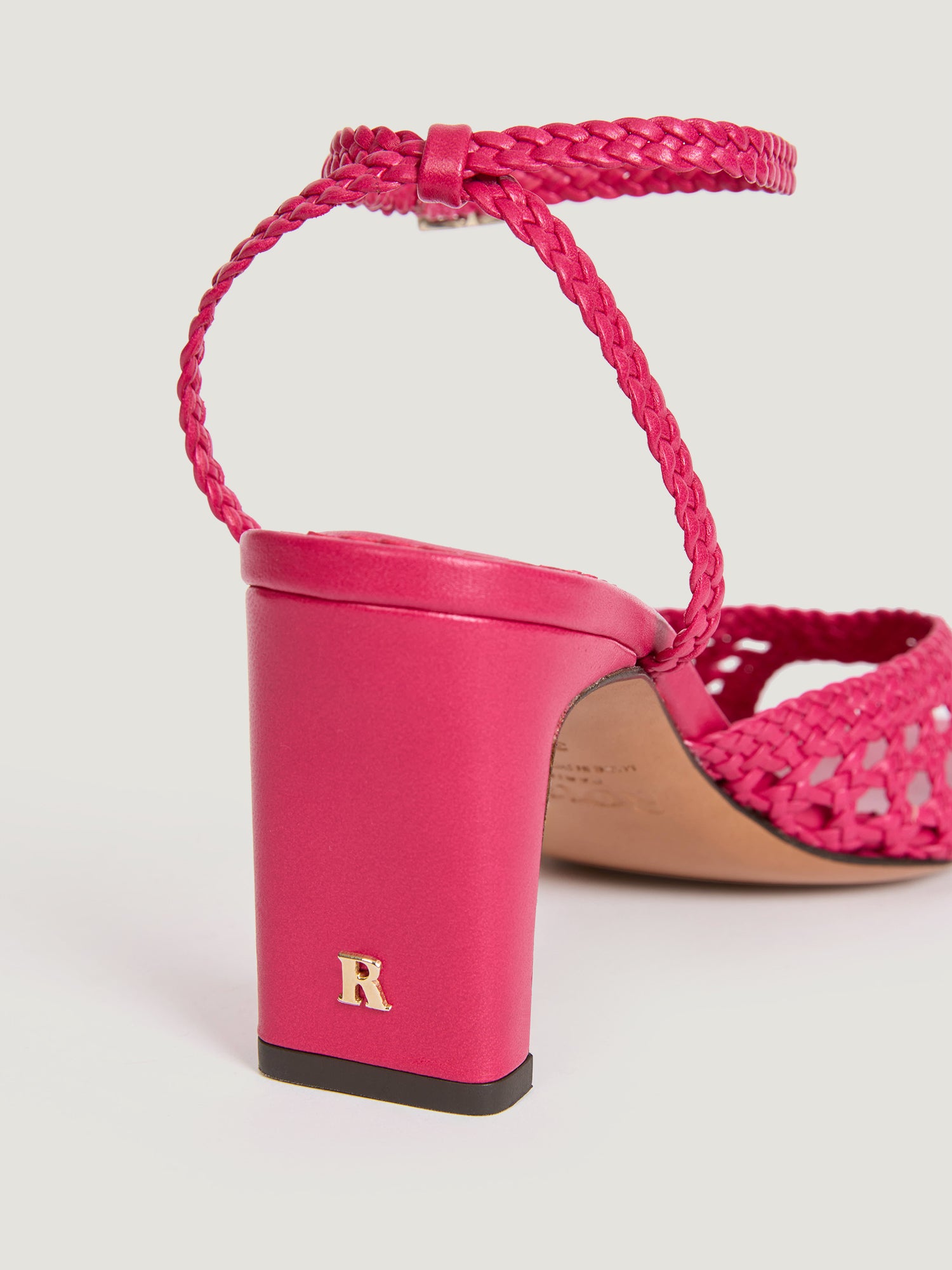 Pink woven leather sandals with straps | Rouje