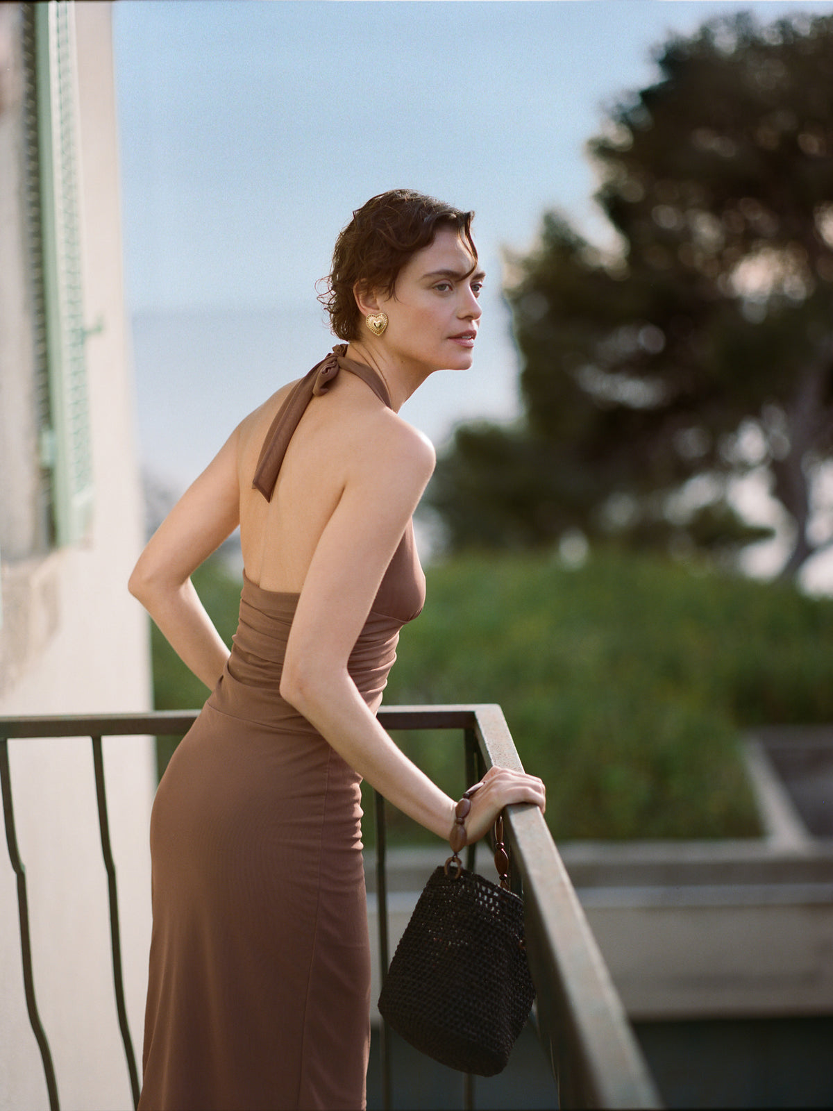 rouje brown dress Rouje - SELMA dress - Close-fitting halter dress - Brown