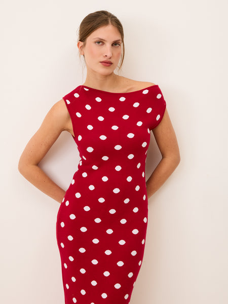 Red polka dot midi dress – Manu