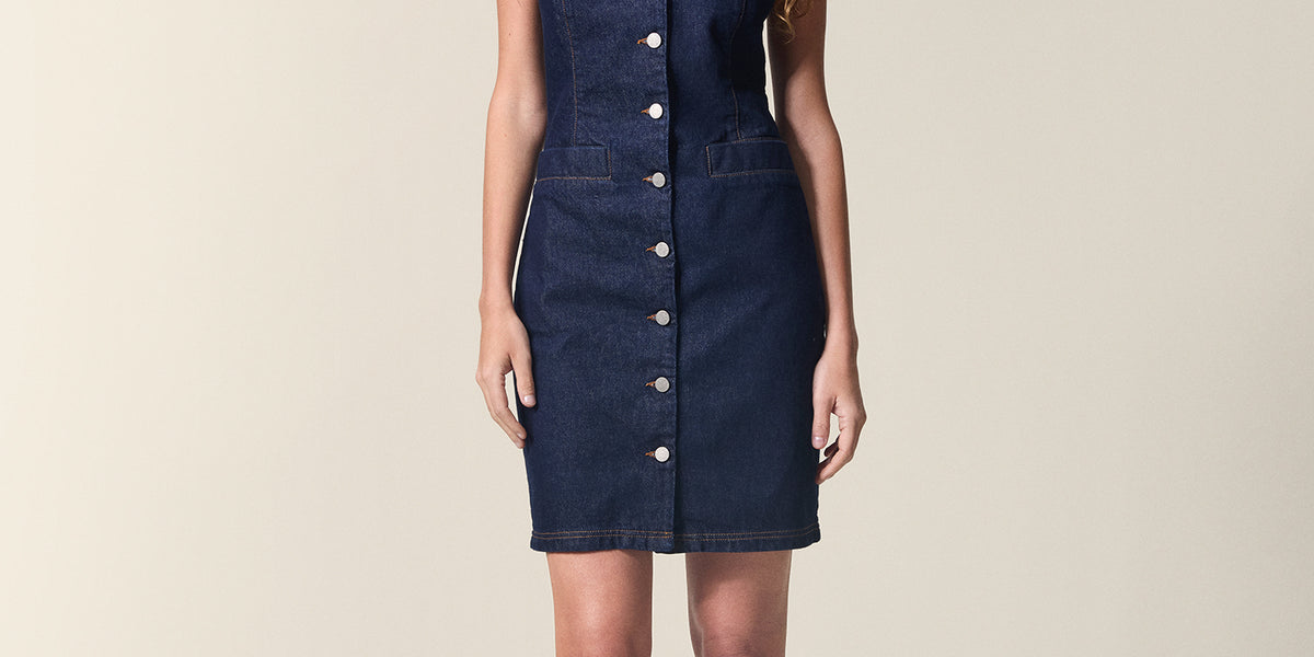 rouje denim dress Azur Denim Denim IIndigo Double Stone Rouje