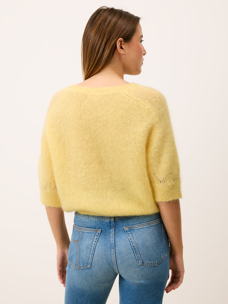 Olivia mohair sweater in yellow worn, back view
