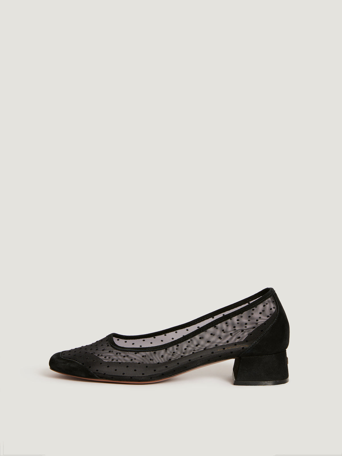 Low heel ballet flats in suede and plumetis | Rouje