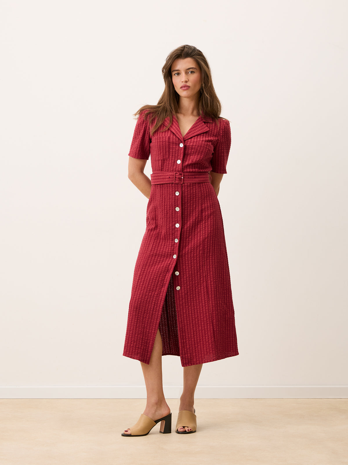 red dress with white shirt Buy Friends Like These Red Curve Long Sleeve Button Through Midi Shirt Dress  from Next USA