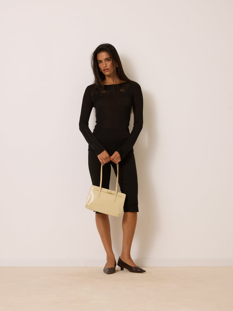 RETAJ black embroidered sweater, back view by Rouje