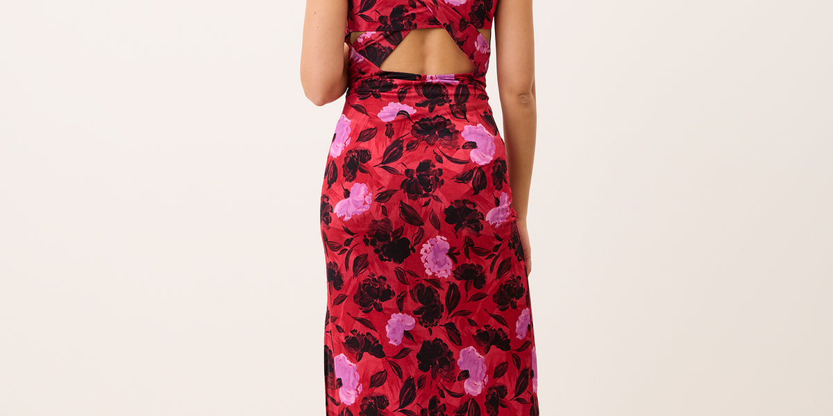 Robe J.B.S. Ltd. Imprimé Floral Rouge - Manches 3/4 - Taille S - Neuf Avec Étiquette