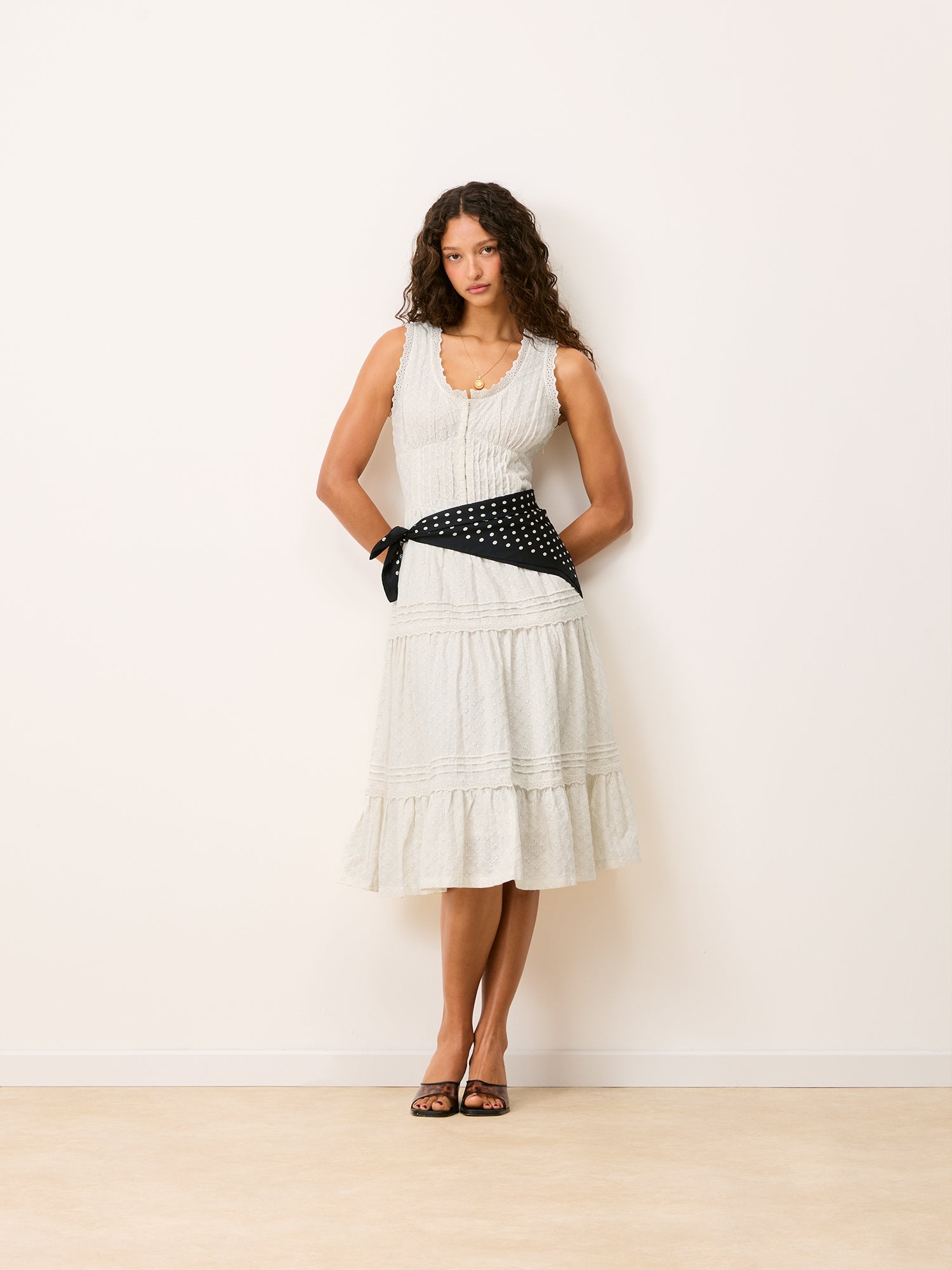 White broderie anglaise long dress – ROSELENE | Rouje