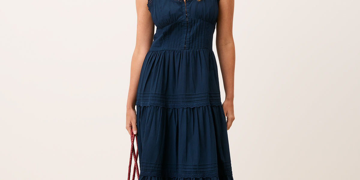 rouje midi dress Blue cotton midi dress – Roselene