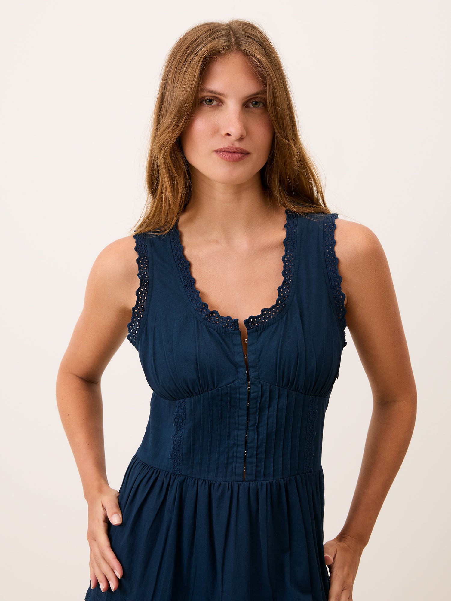 Blue cotton midi dress – Roselene | Rouje