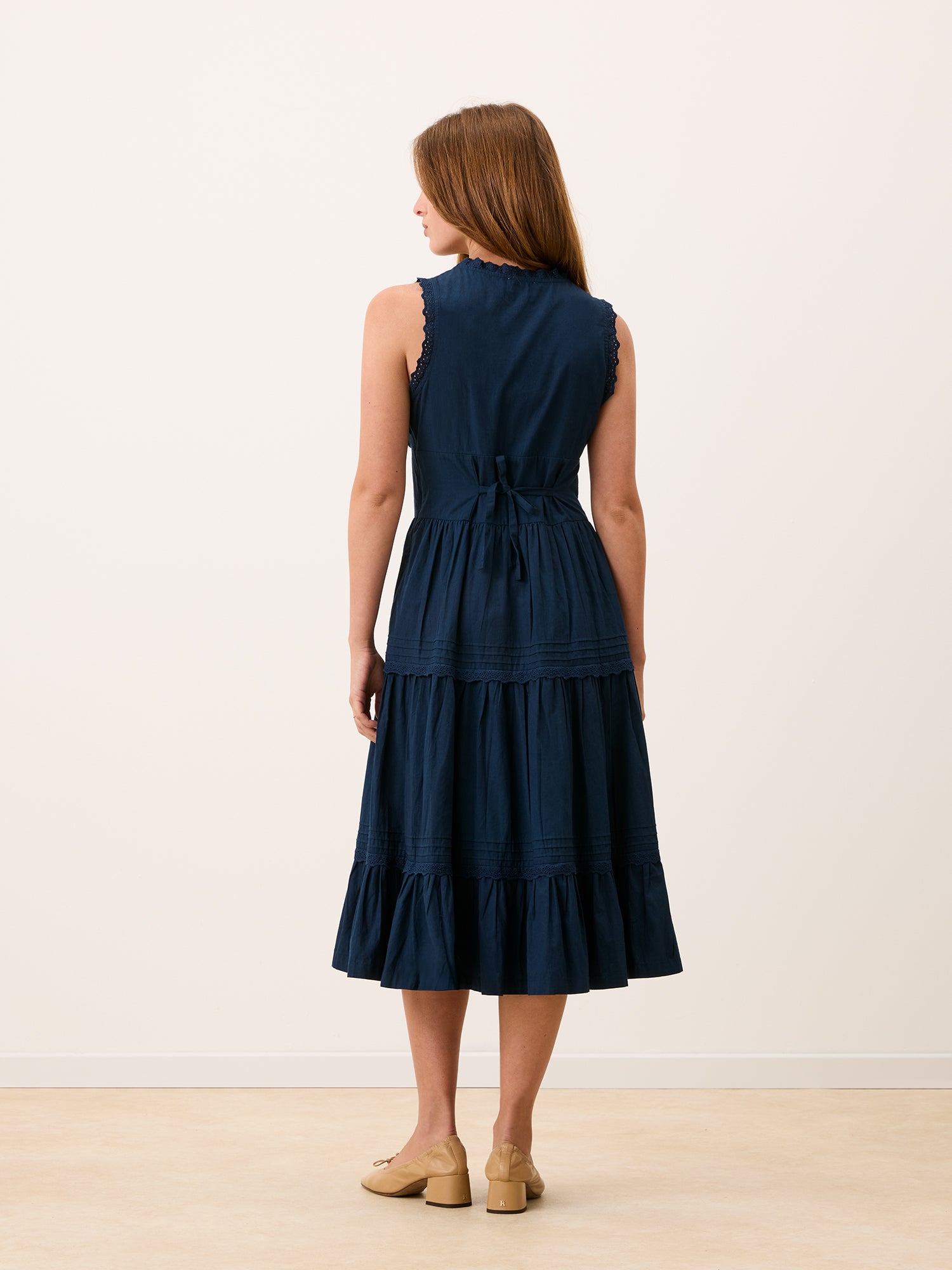 Blue cotton midi dress – Roselene | Rouje