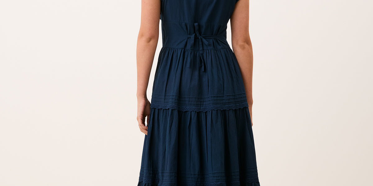 rousseau midi dress Blue cotton midi dress – Roselene