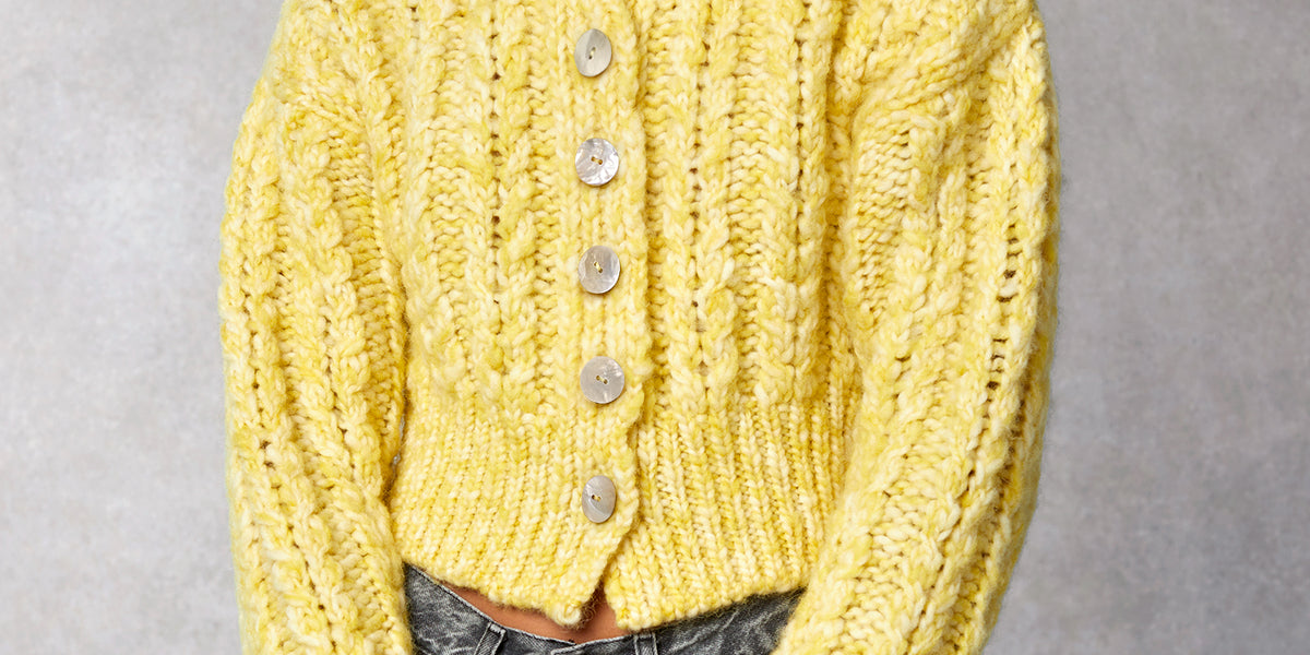 Cardigan Femme Jaune Avec Gros Boutons - Court, Casual Chic, Neuf Avec étiquettes
