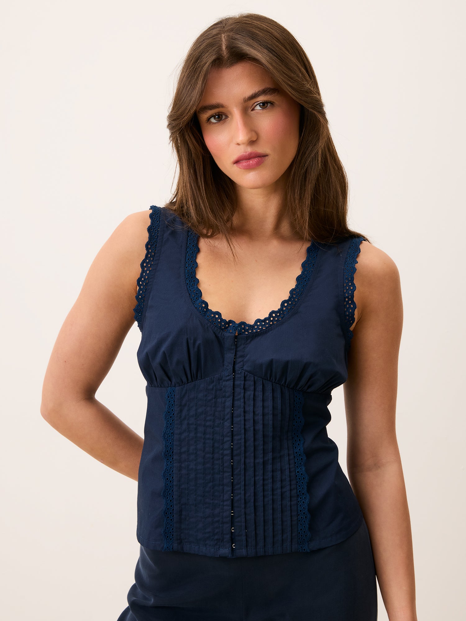Blue embroidered top – Shona | Rouje