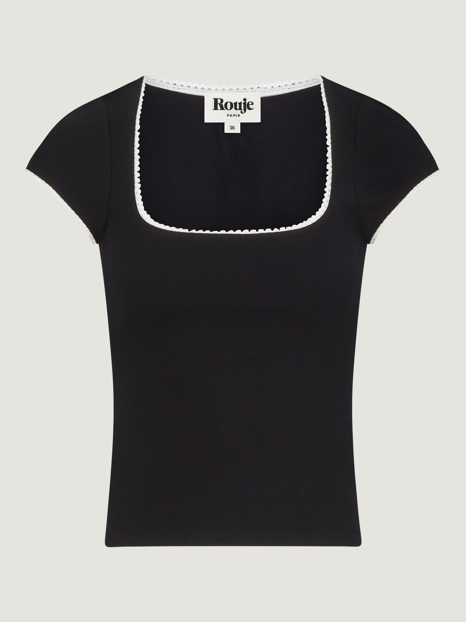Black square-neck t-shirt | Rouje