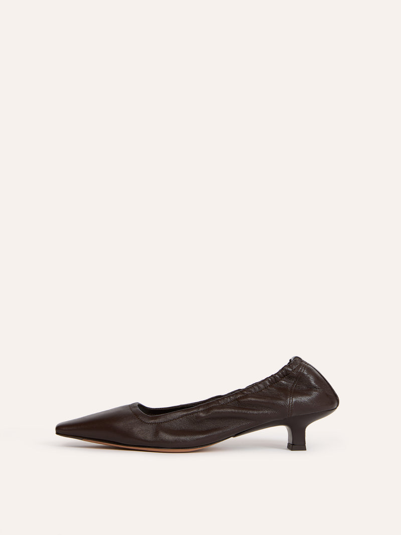 SOHO cocoa cacao leather pumps, side view by Rouje