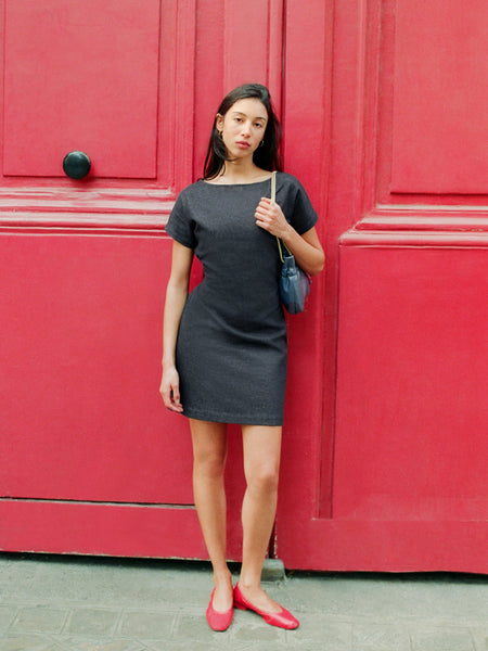 rouje denim dress Rouje - VALOU Dress - Cotton - Short Dress in soft denim with lace-up back - Blue