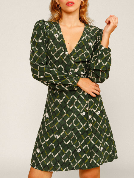 rouje dress green Rouje Gabinette Green Floral Print Wrap Dress