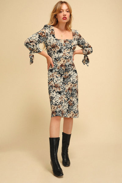 Midi dress with a square neck | Rouje